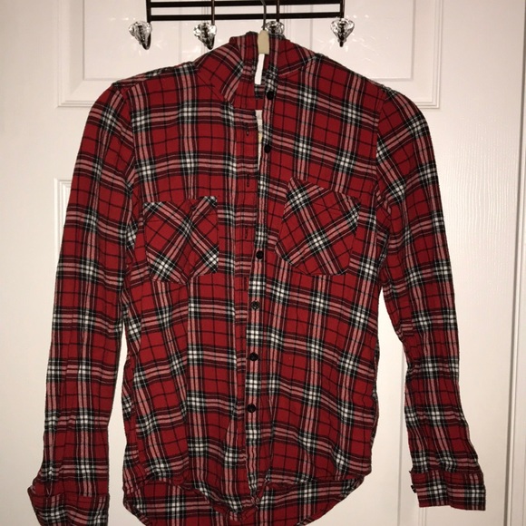 Red Plaid Shirt with Hood - Picture 1 of 4